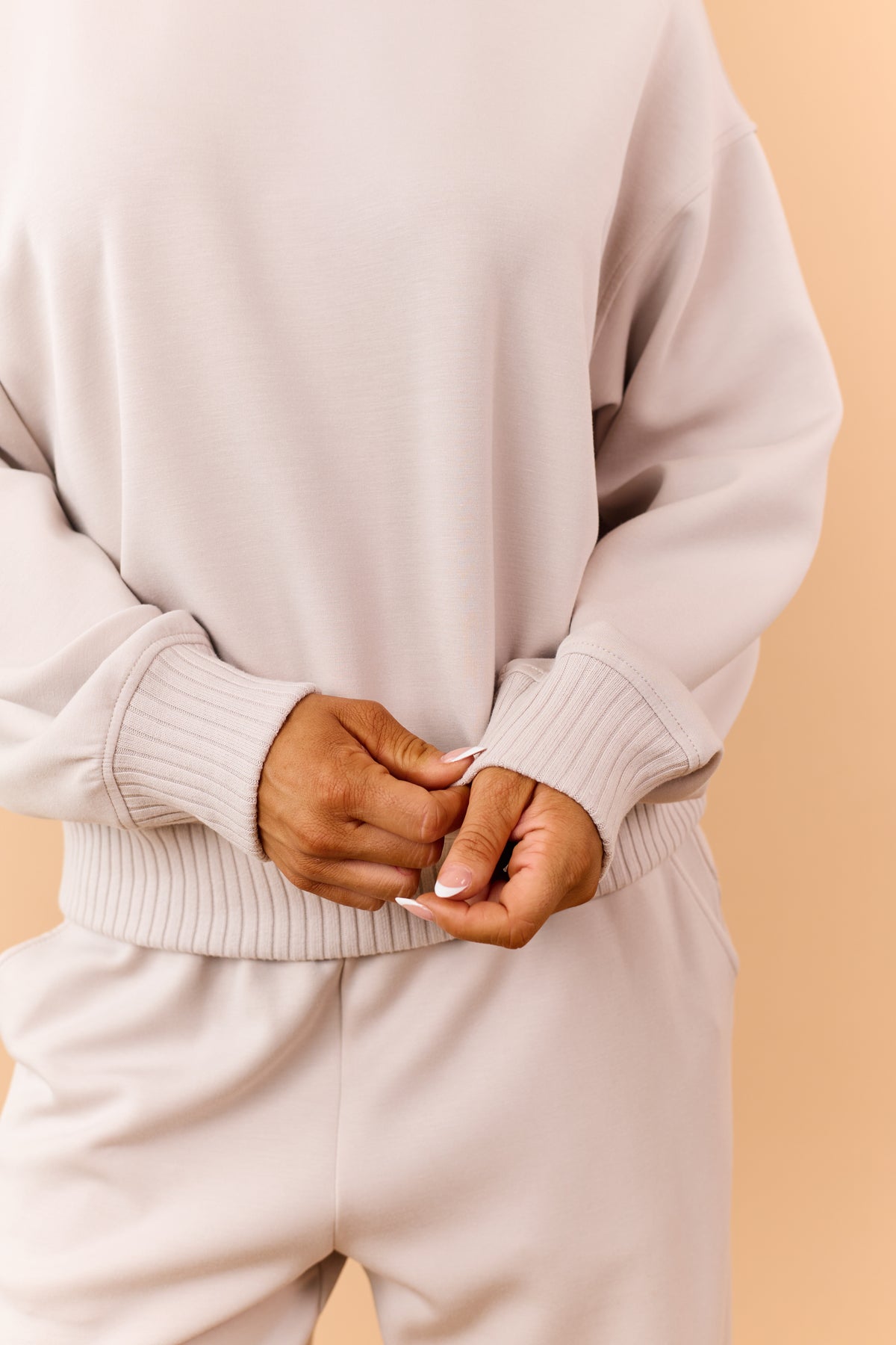 Almond Modal Scuba Knit Relaxed Sweatshirt