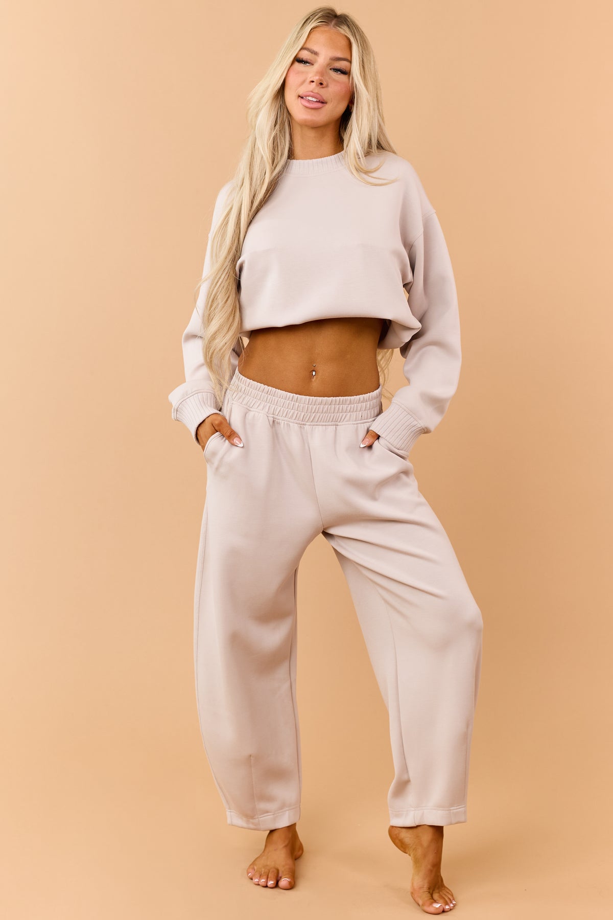Almond Modal Scuba Knit Relaxed Sweatshirt
