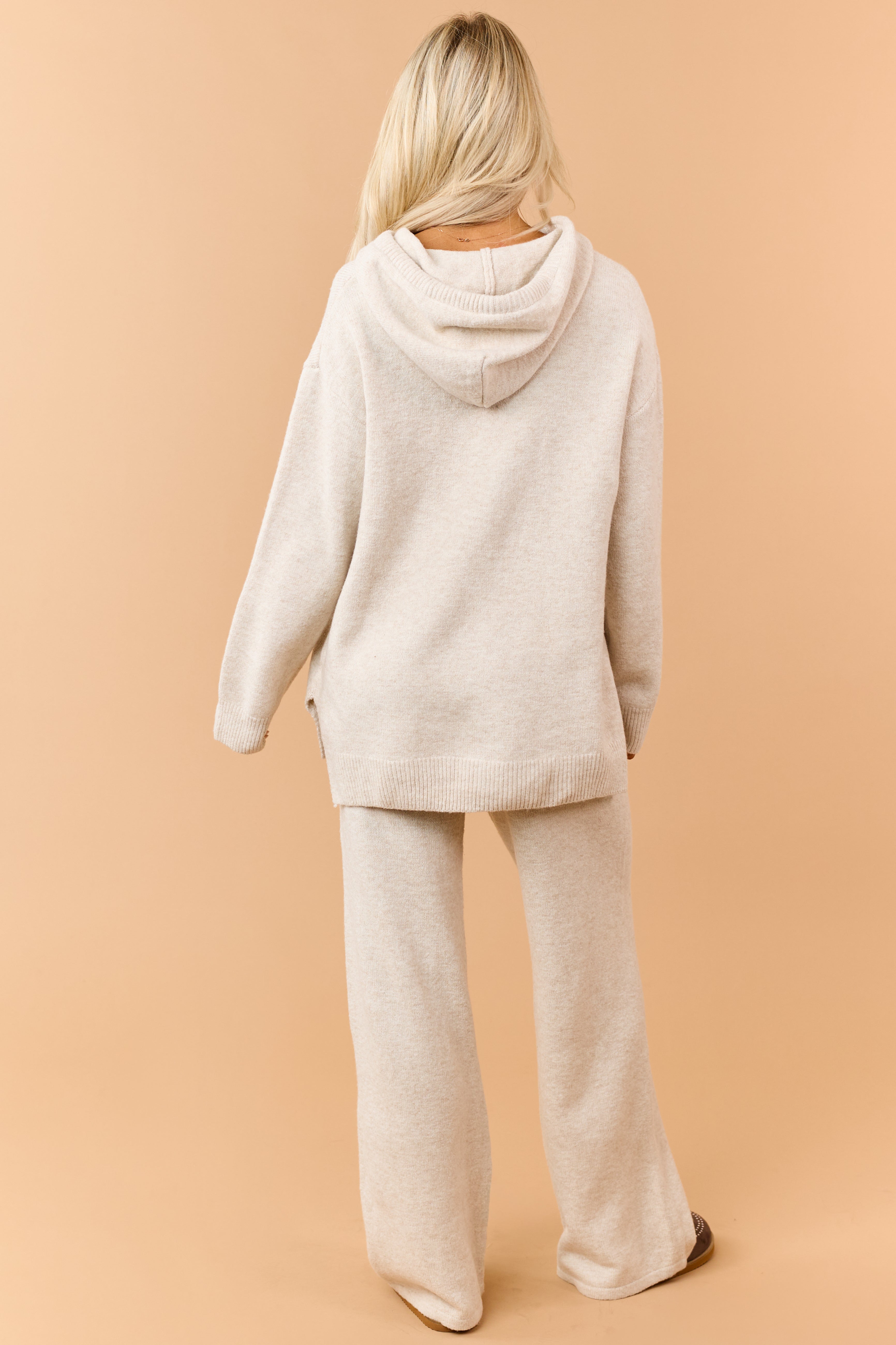 Almond Pullover Hoodie and Wide Leg Pants Set