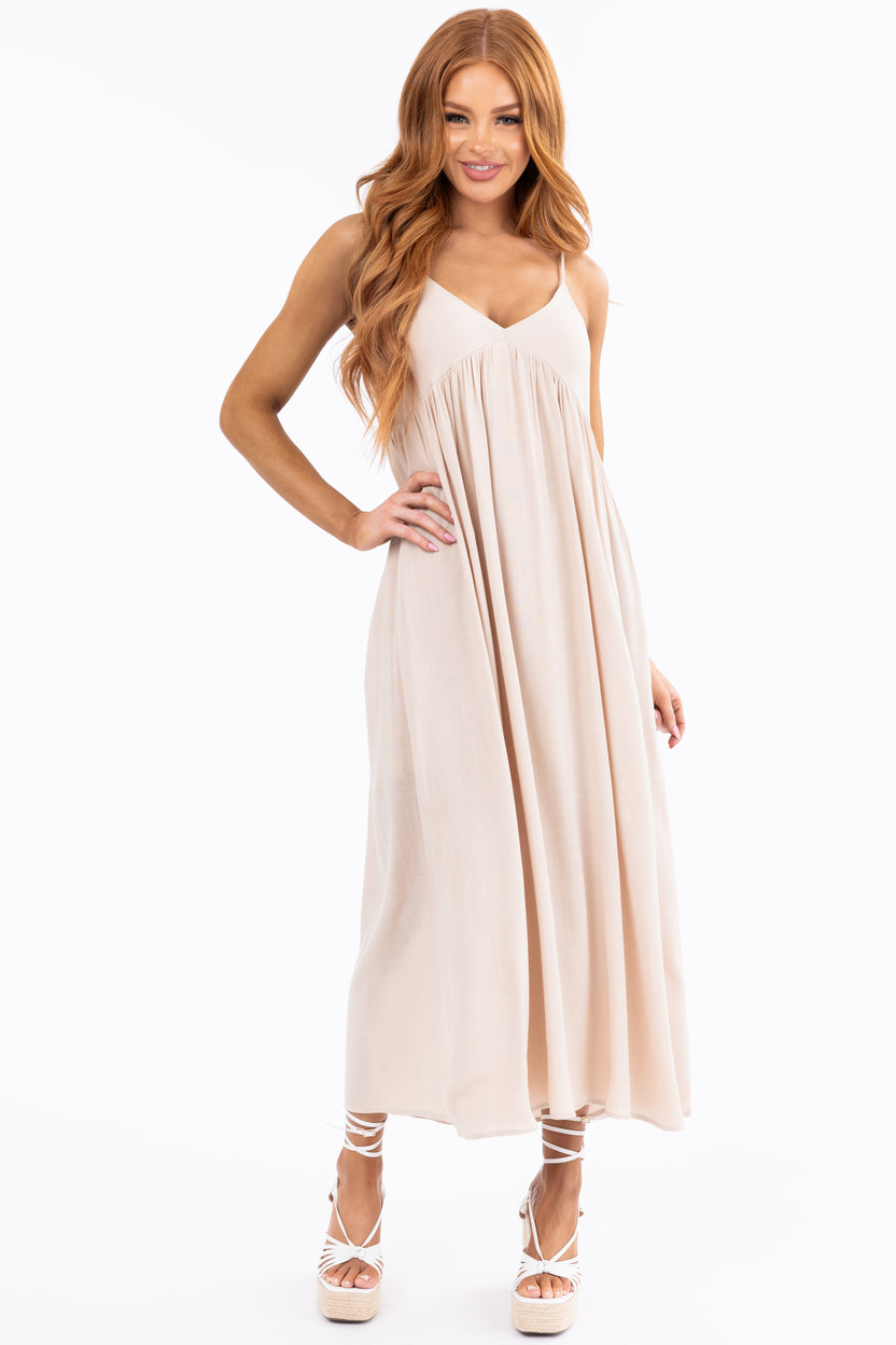 LUSH STILLNESS WOVEN MIDI DRESS