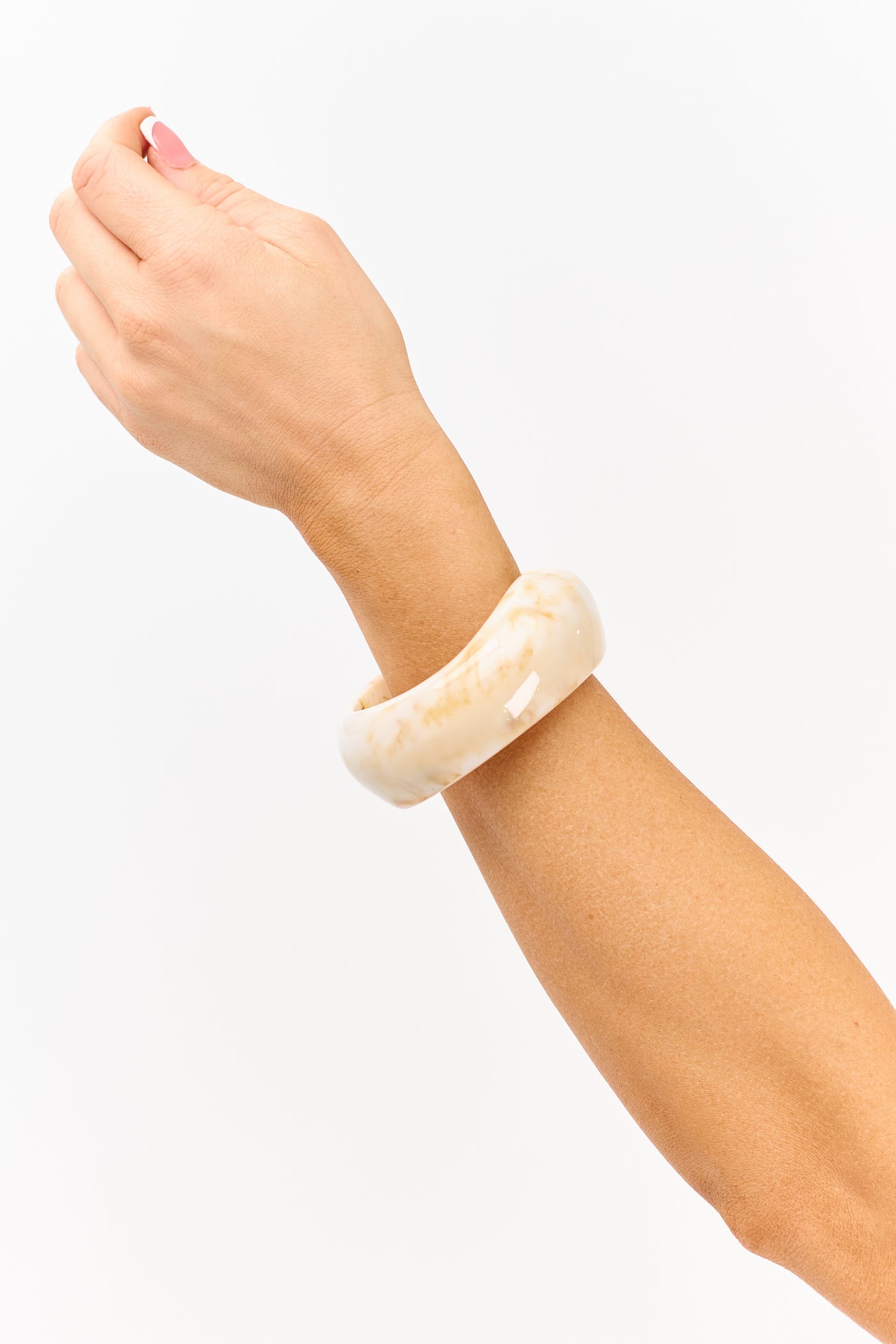 Almond Marbled Resin Chunky Bangle Bracelet