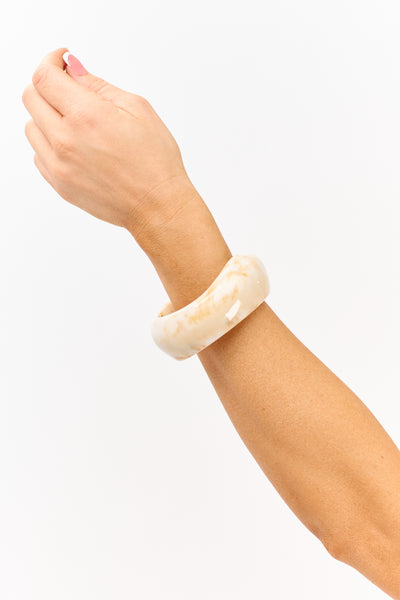 Almond Marbled Resin Chunky Bangle Bracelet