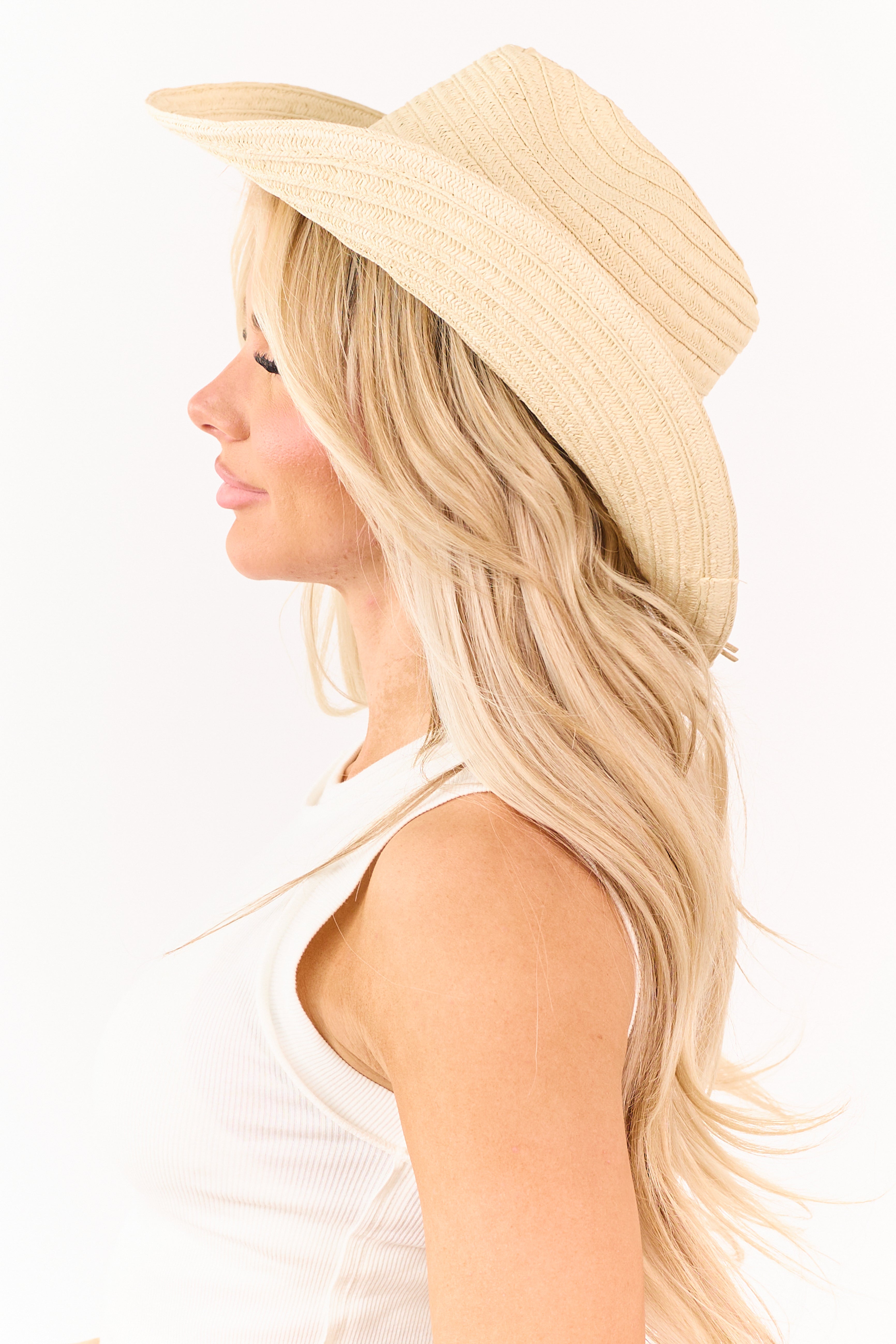 Almond Straw Turquoise Concho Band Cowboy Hat