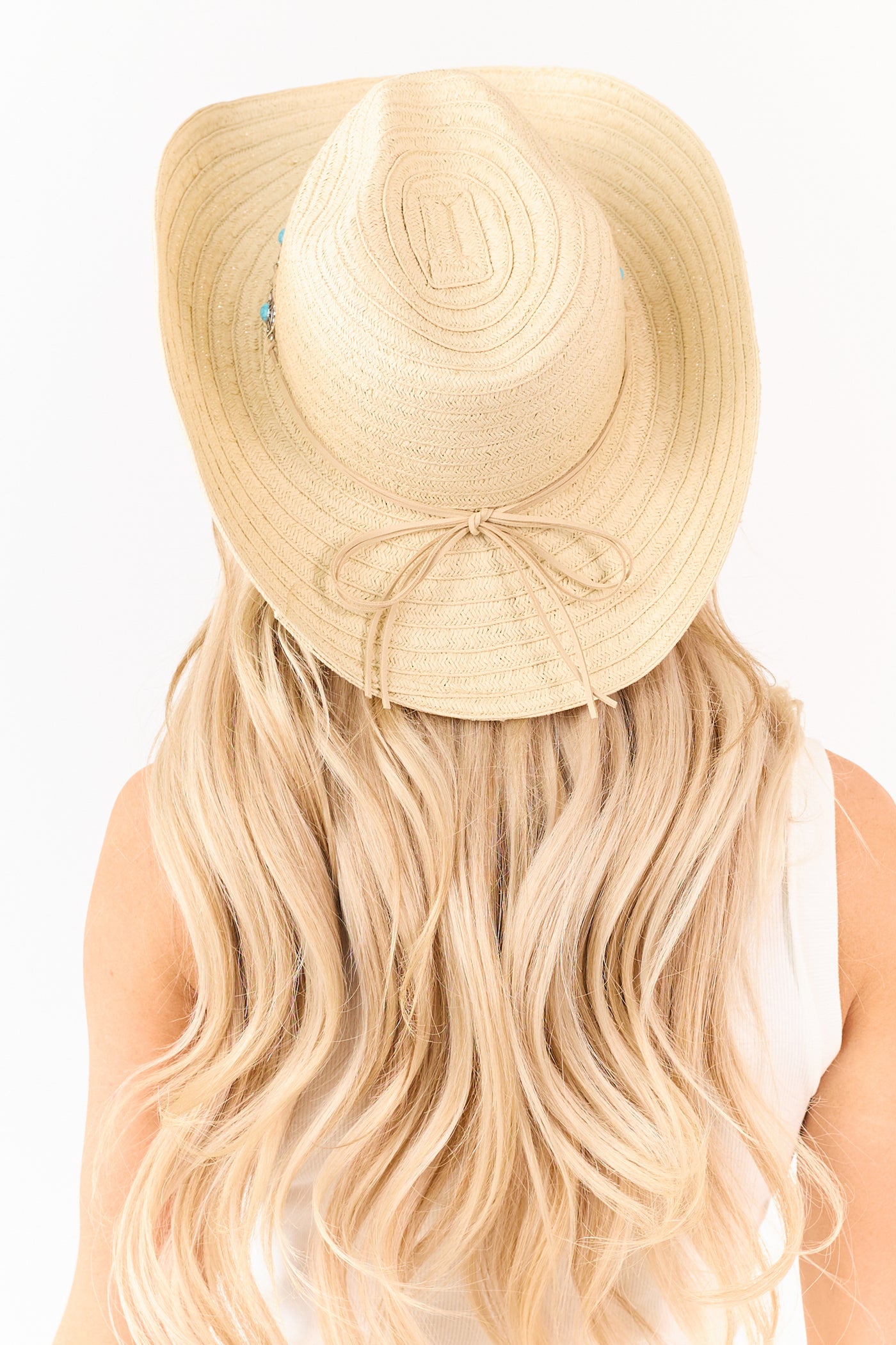 Almond Straw Turquoise Concho Band Cowboy Hat