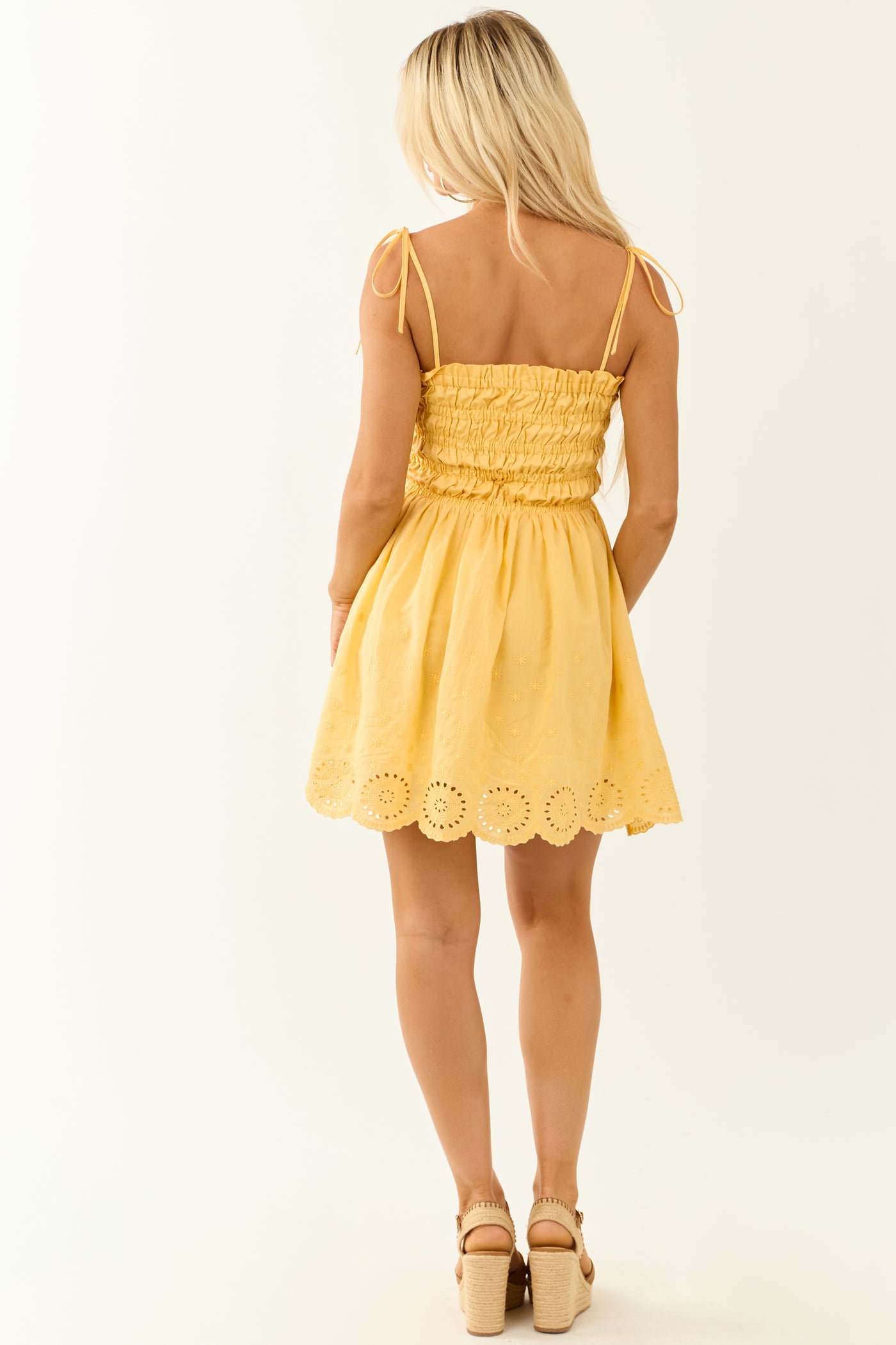 Amber Smocked Embroidered Sleeveless Mini Dress