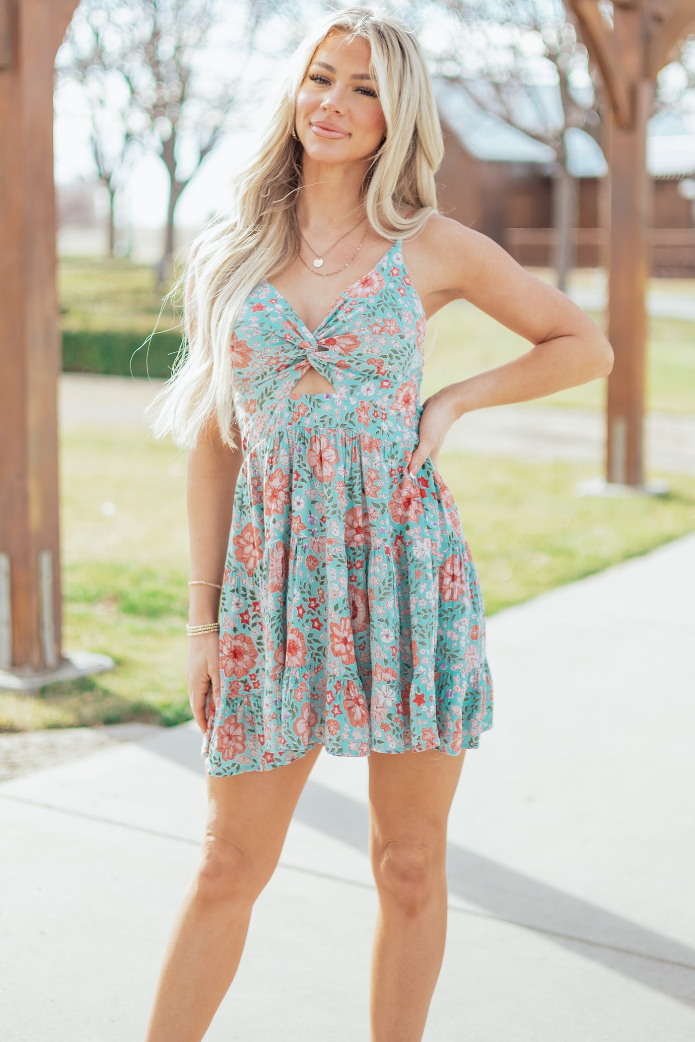 floral tiered dress mini Chocolate Floral Print Tiered Long Sleeve Mini Dress