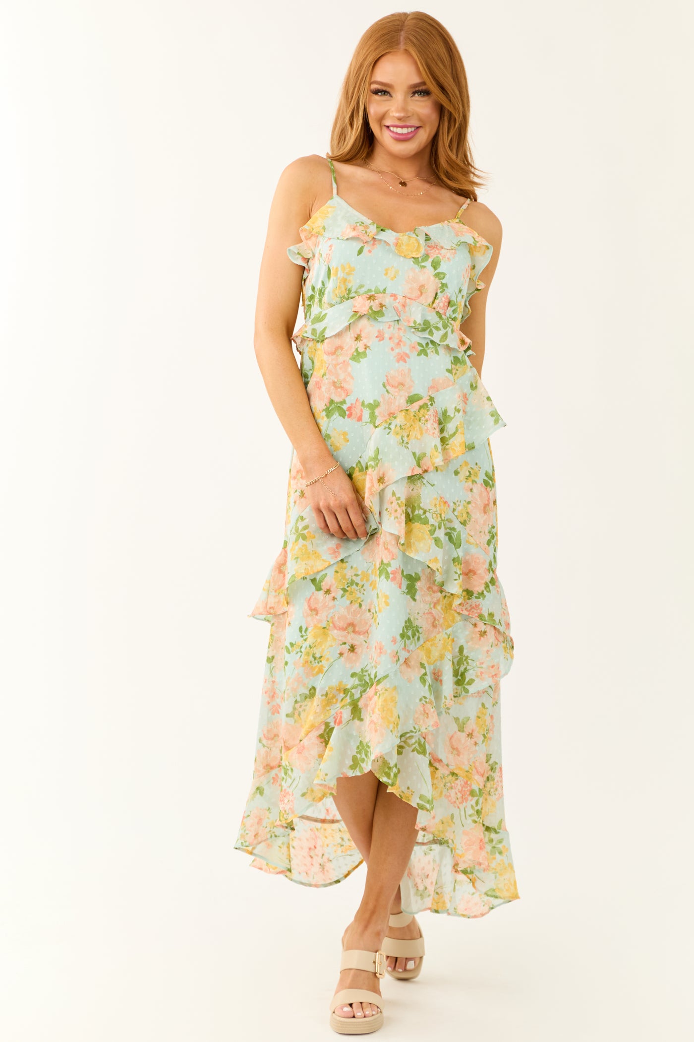 maggie midi dress luda floral lime Faithfull The Brand MAGGIE MIDI DRESS - LIME