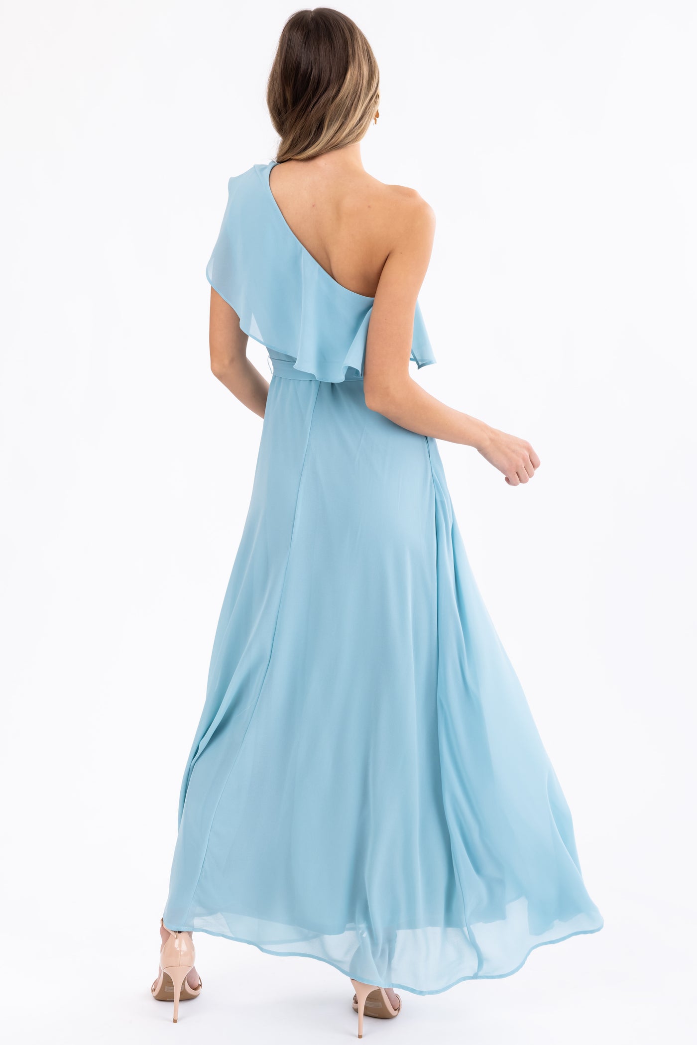 Arctic Blue One Shoulder Ruffle Maxi Dress | Lime Lush Boutique Arctic Blue One Shoulder Ruffle Maxi Dress | Lime Lush Boutique