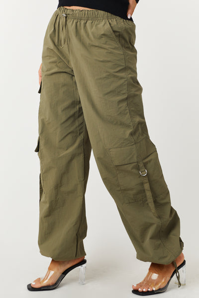 Army Cargo Pocket Drawstring Parachute Pants