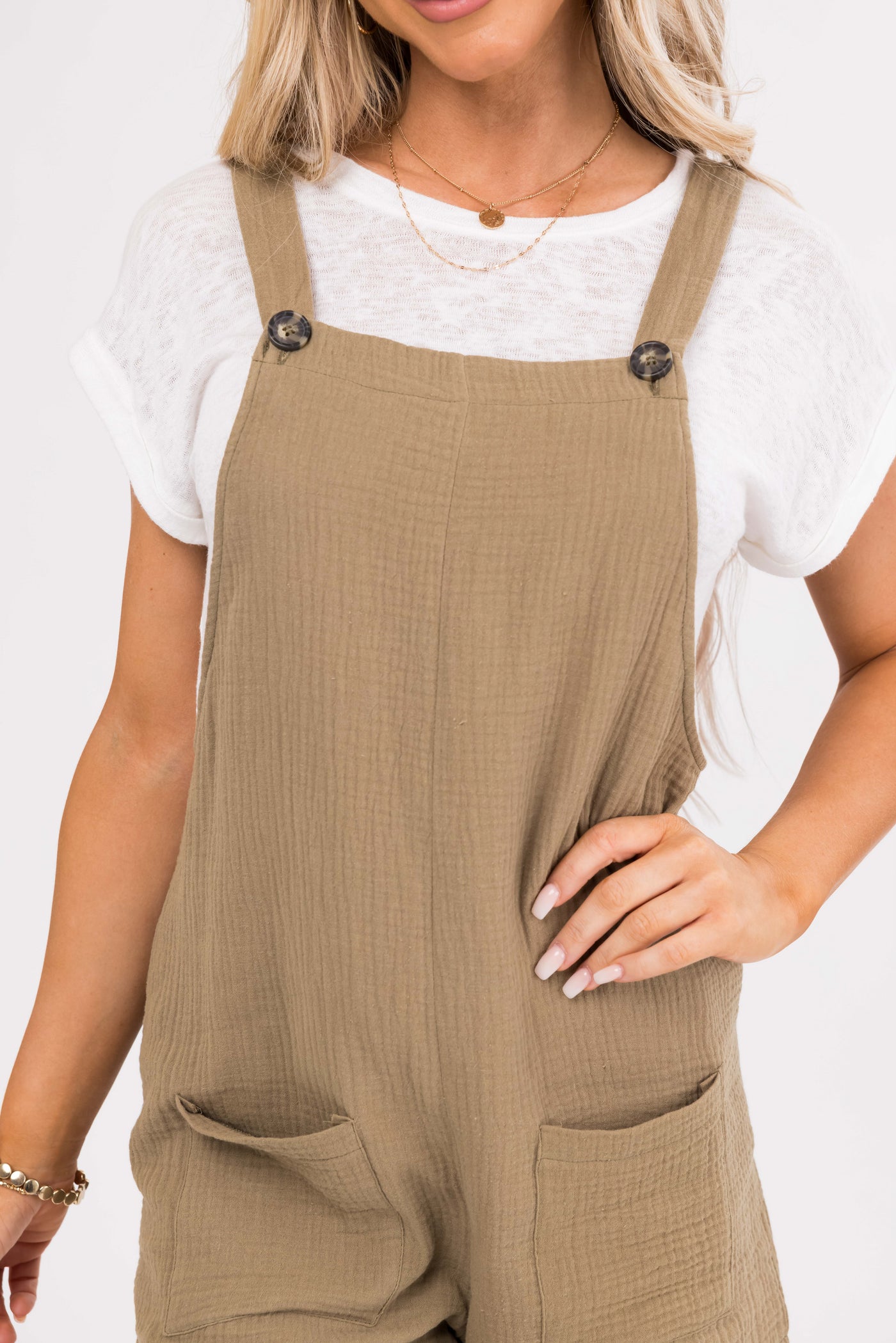 Army Green Woven Overall Romper