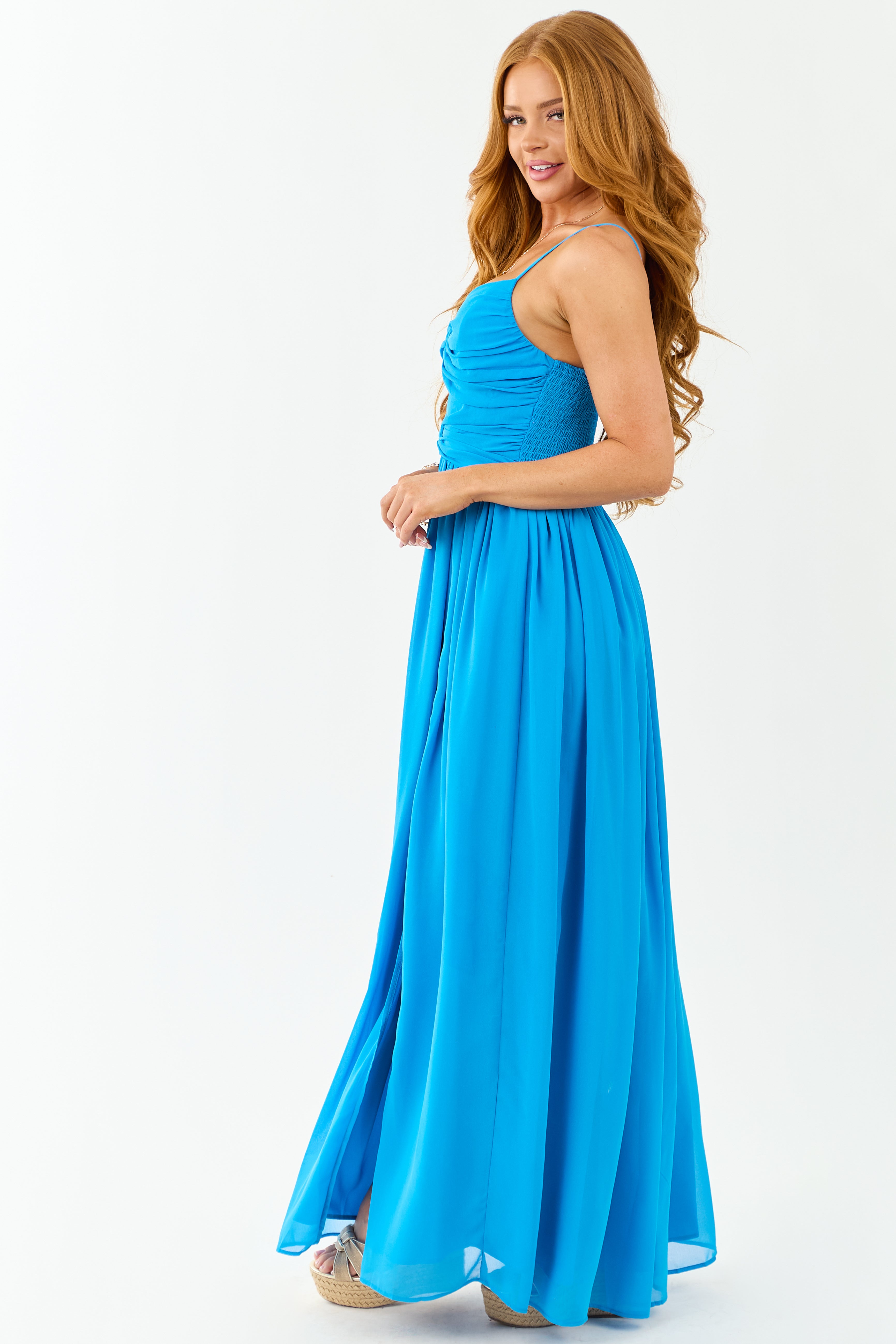 Azure Flowy Chiffon Front Twist Maxi Dress Azure Flowy Chiffon Front Twist Maxi Dress