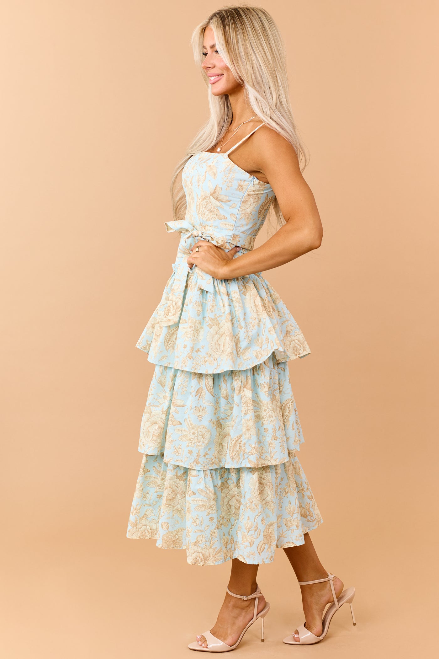 light blue cotton dress Light Blue Midi Beach Dress