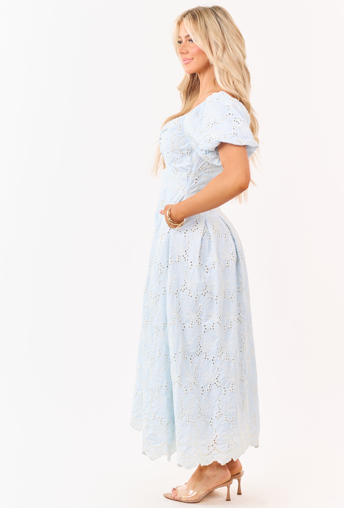 Baby Blue Eyelet Lace Front Twist Maxi Dress | Lime Lush Boutique Baby Blue Eyelet Lace Front Twist Maxi Dress | Lime Lush Boutique