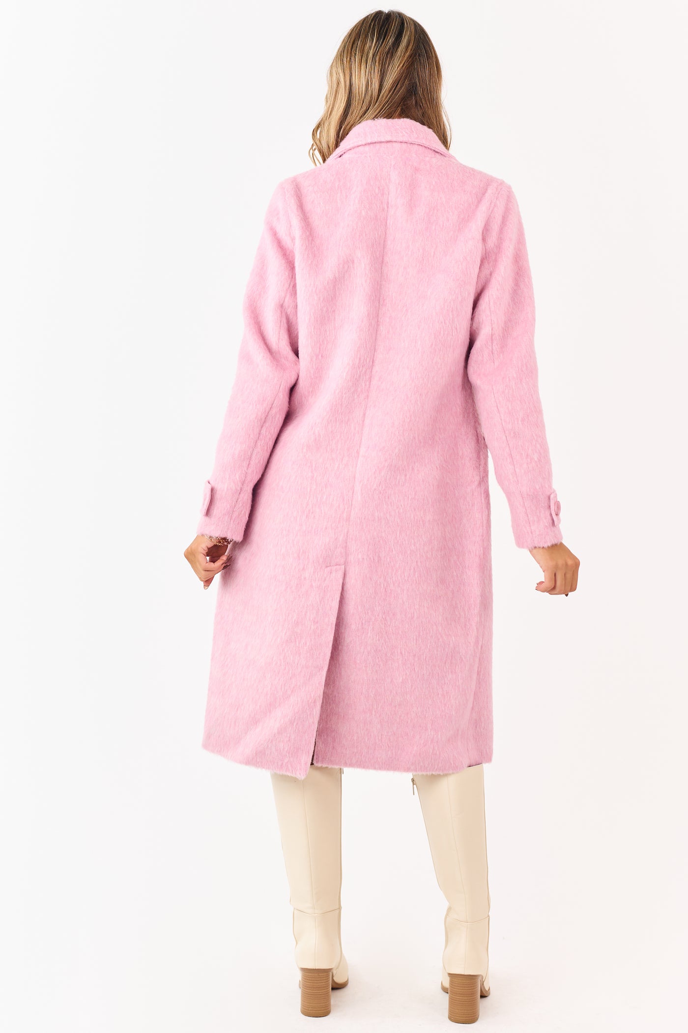 PRE-ORDER Baby Pink Eyelash Texture Longline Trench Coat SHIP ETA 12/4