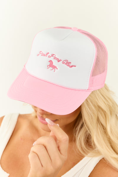 Baby Pink 'Pink Pony Club' Embroidered Trucker Hat