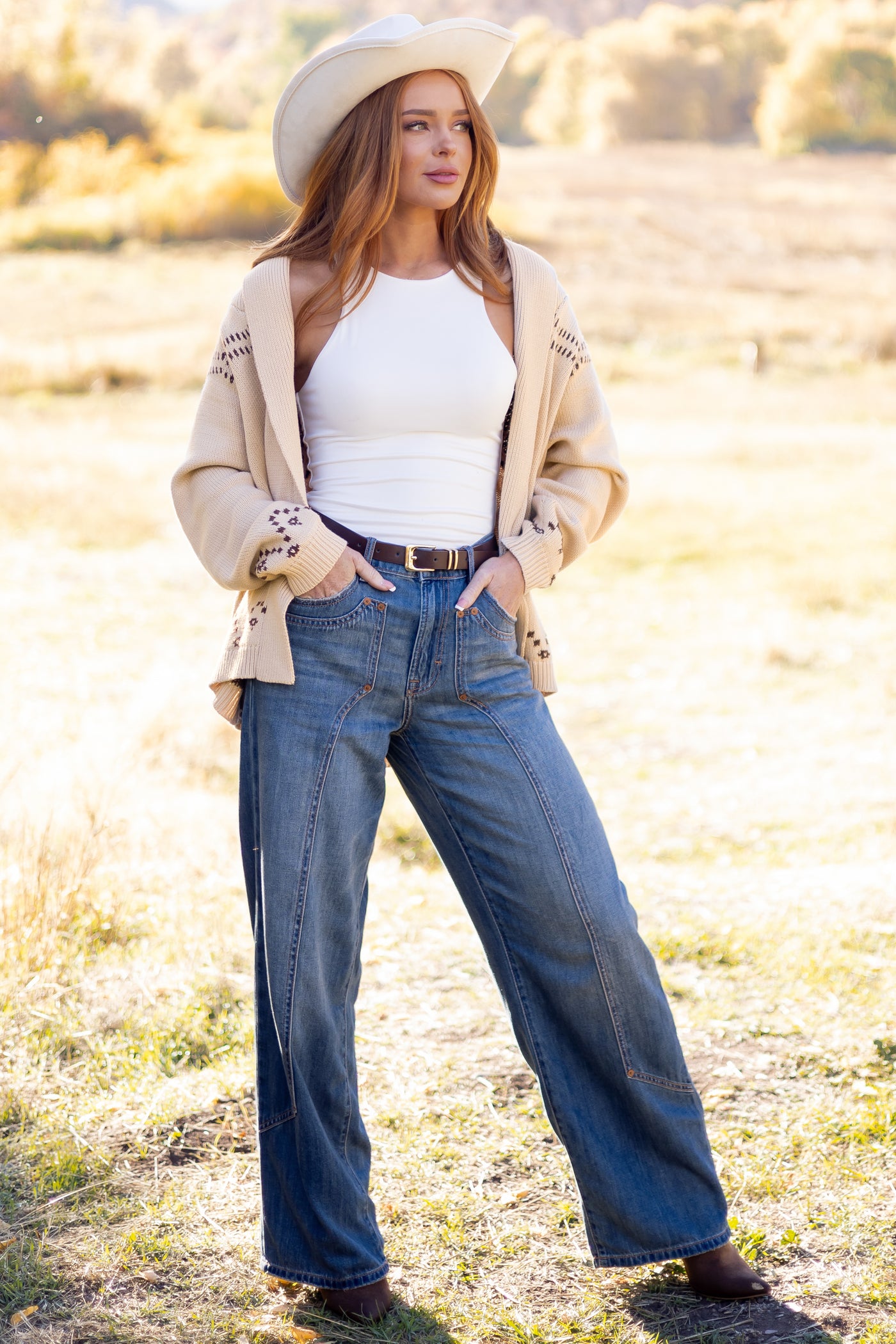 Beige Horse Graphic Shawl Collar Open Front Cardigan