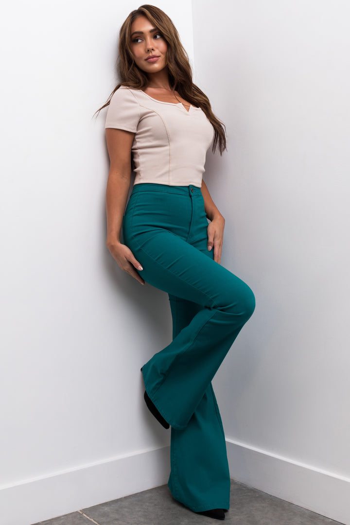 Bella Teal Super Stretch Flare Jeans