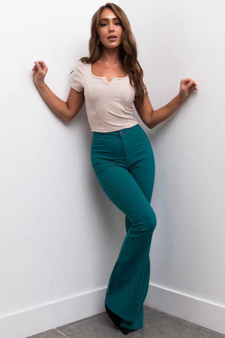 Bella Teal Super Stretch Flare Jeans