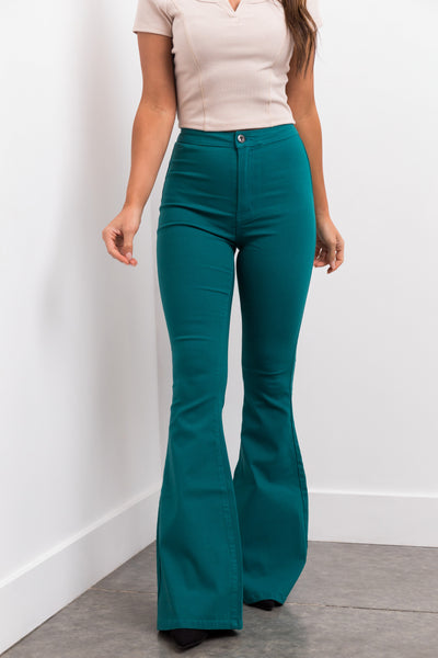Bella Teal Super Stretch Flare Jeans