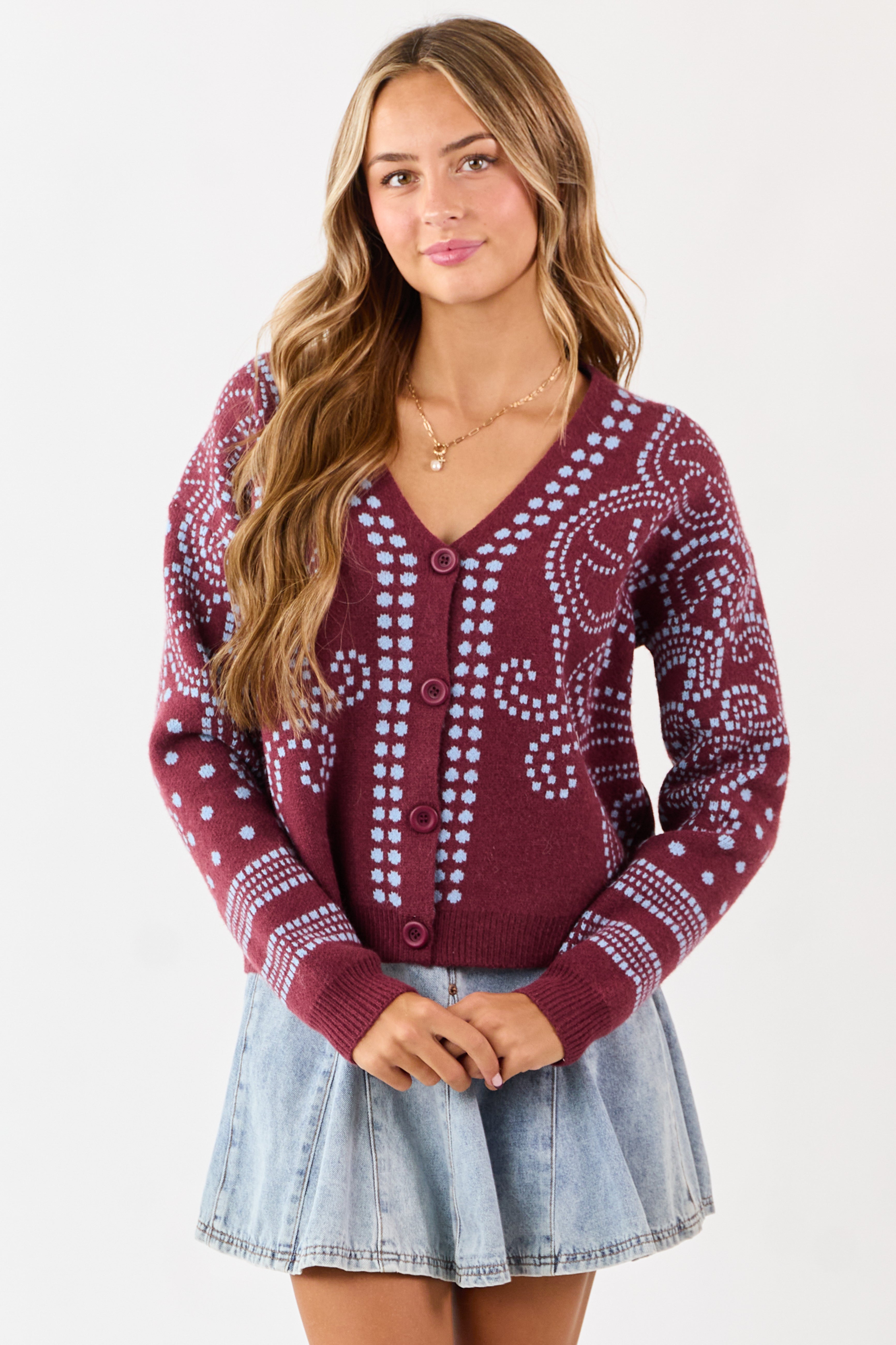 Orchid Fuzzy Cable Knit Button Up Cardigan | Lime Lush Boutique