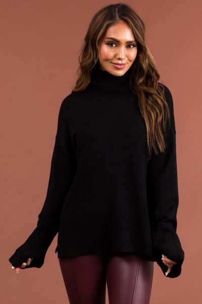 Black Buttery Soft Turtleneck Sweater