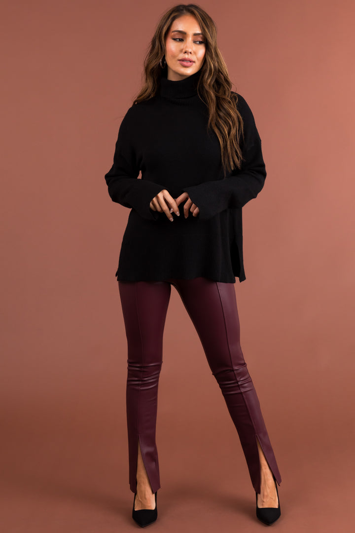 Black Buttery Soft Turtleneck Sweater