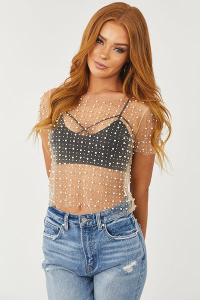 Black Caged Trim Padded Knit Bralette