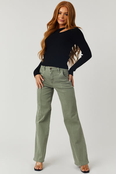 Black Chest Cut Out Fitted Ribbed Sweater Top