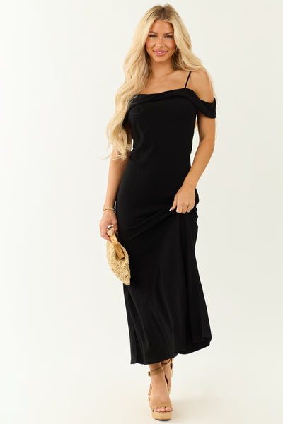 Black Cold Shoulder Overlay Maxi Dress