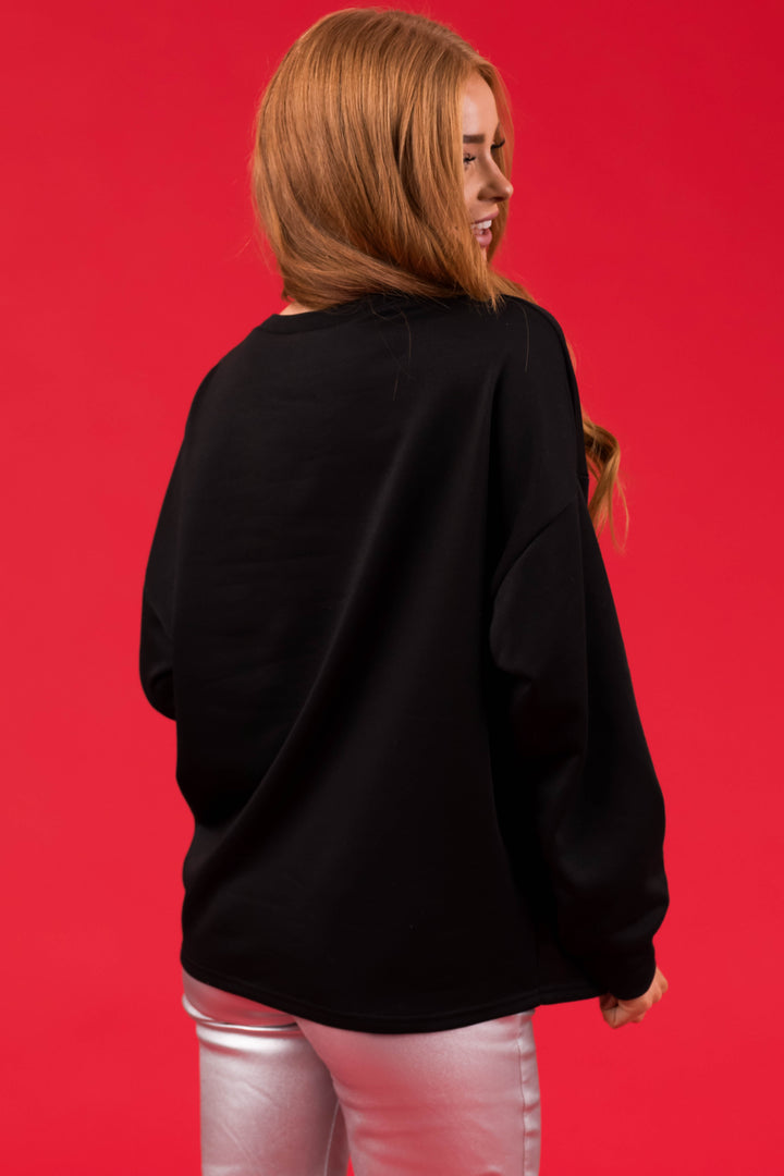 Black Colorful 'Holly Jolly' Graphic Pullover