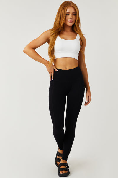 Black Cotton Leggings with Pockets
