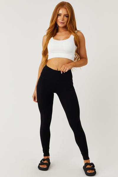Black Cotton Leggings with Pockets