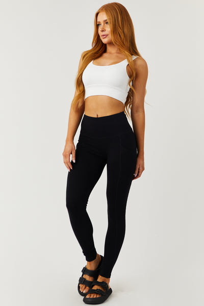 Black Cotton Leggings with Pockets