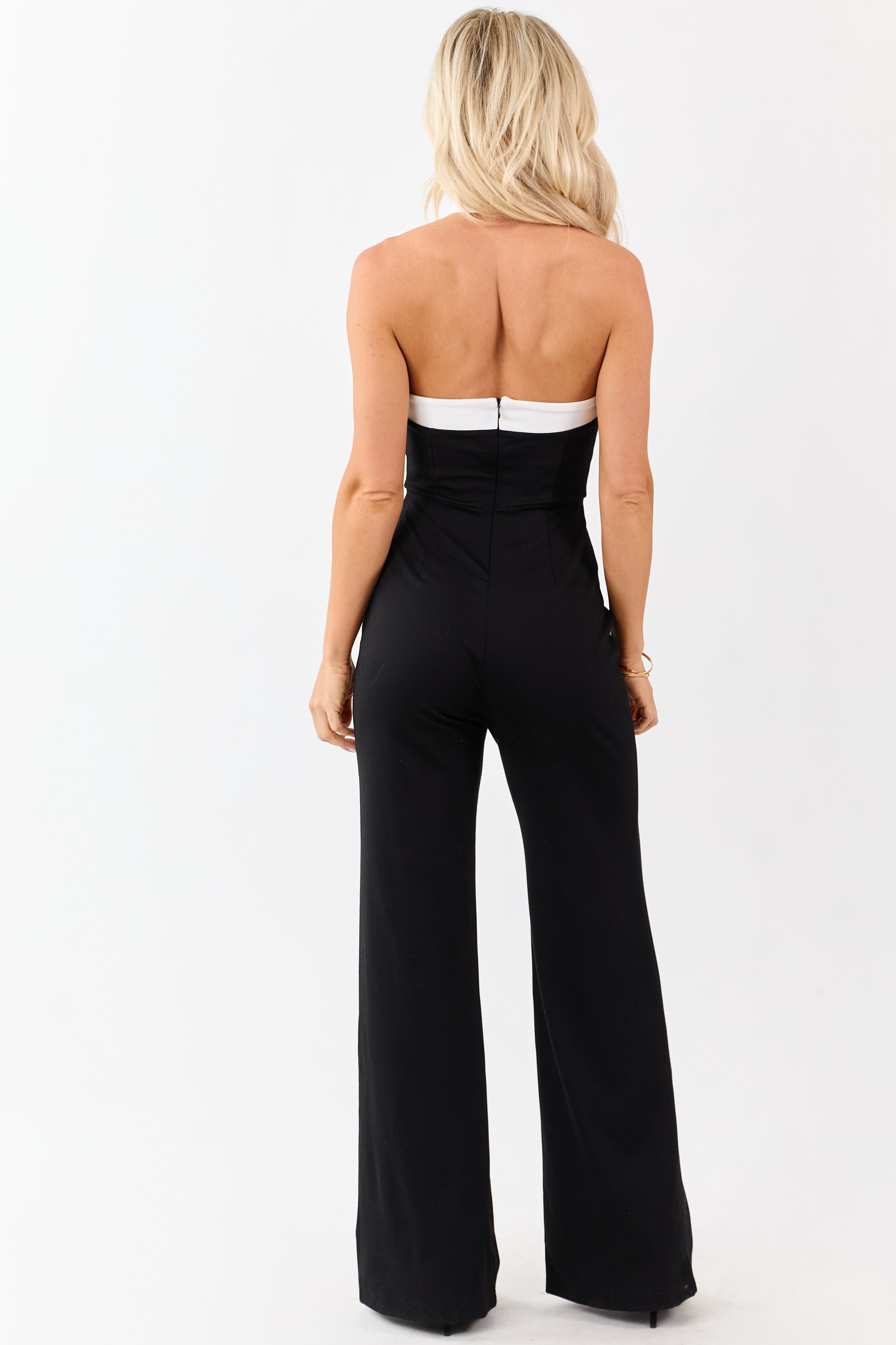 Black Criss Cross Halter Neck Wide Leg Jumpsuit