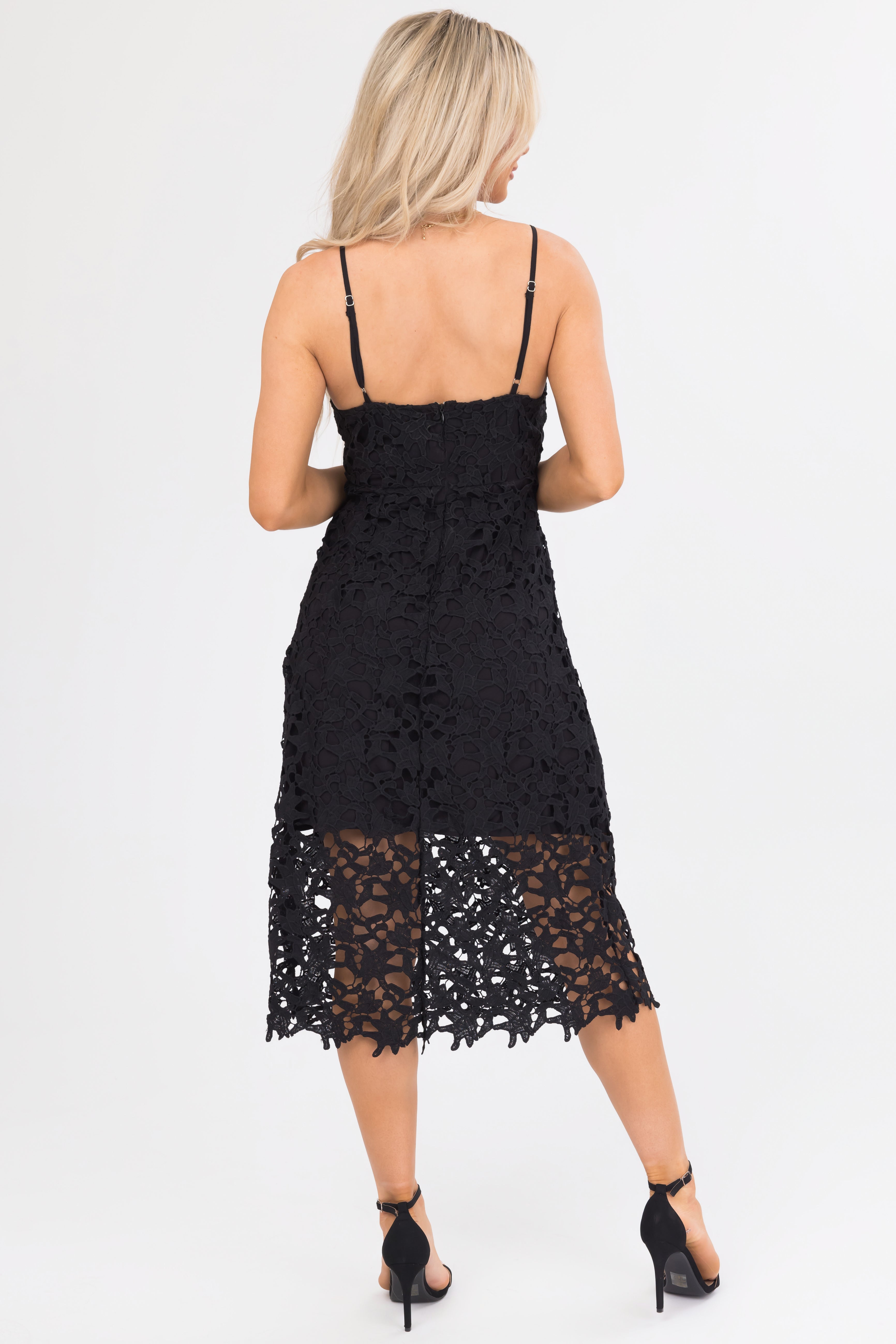 Black Crochet Lace Sleeveless Midi Dress | Lime Lush Boutique Black Crochet Lace Sleeveless Midi Dress | Lime Lush Boutique