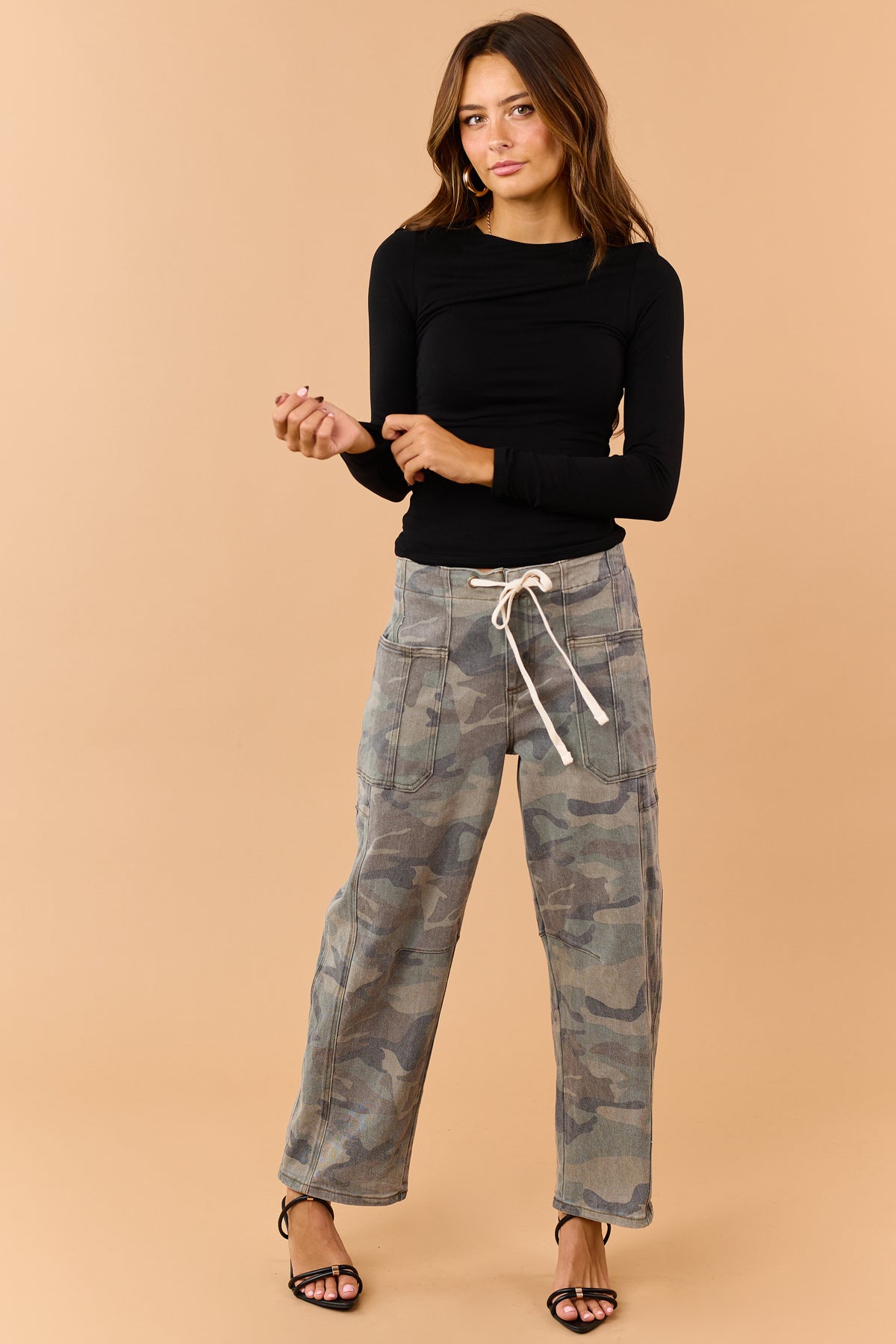 Black Double Layer Soft Knit Long Sleeve Top