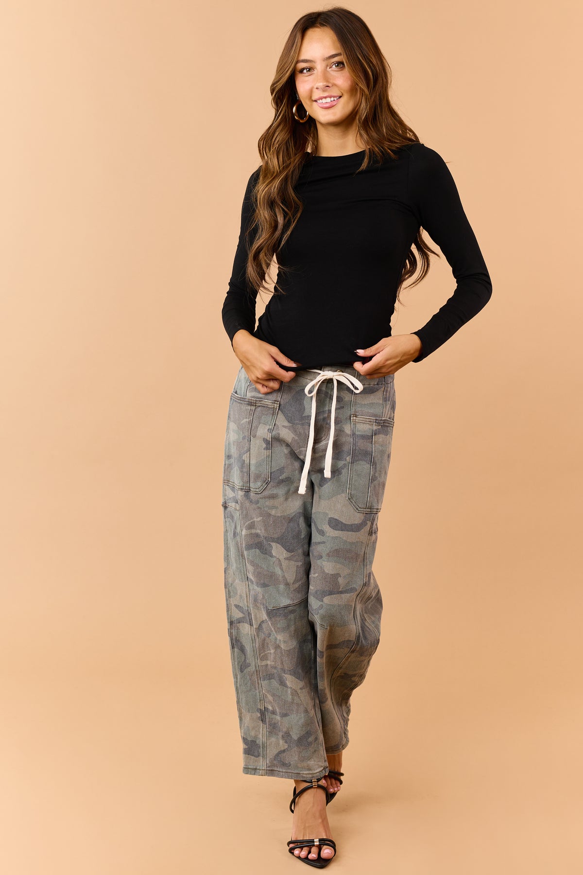 Black Double Layer Soft Knit Long Sleeve Top