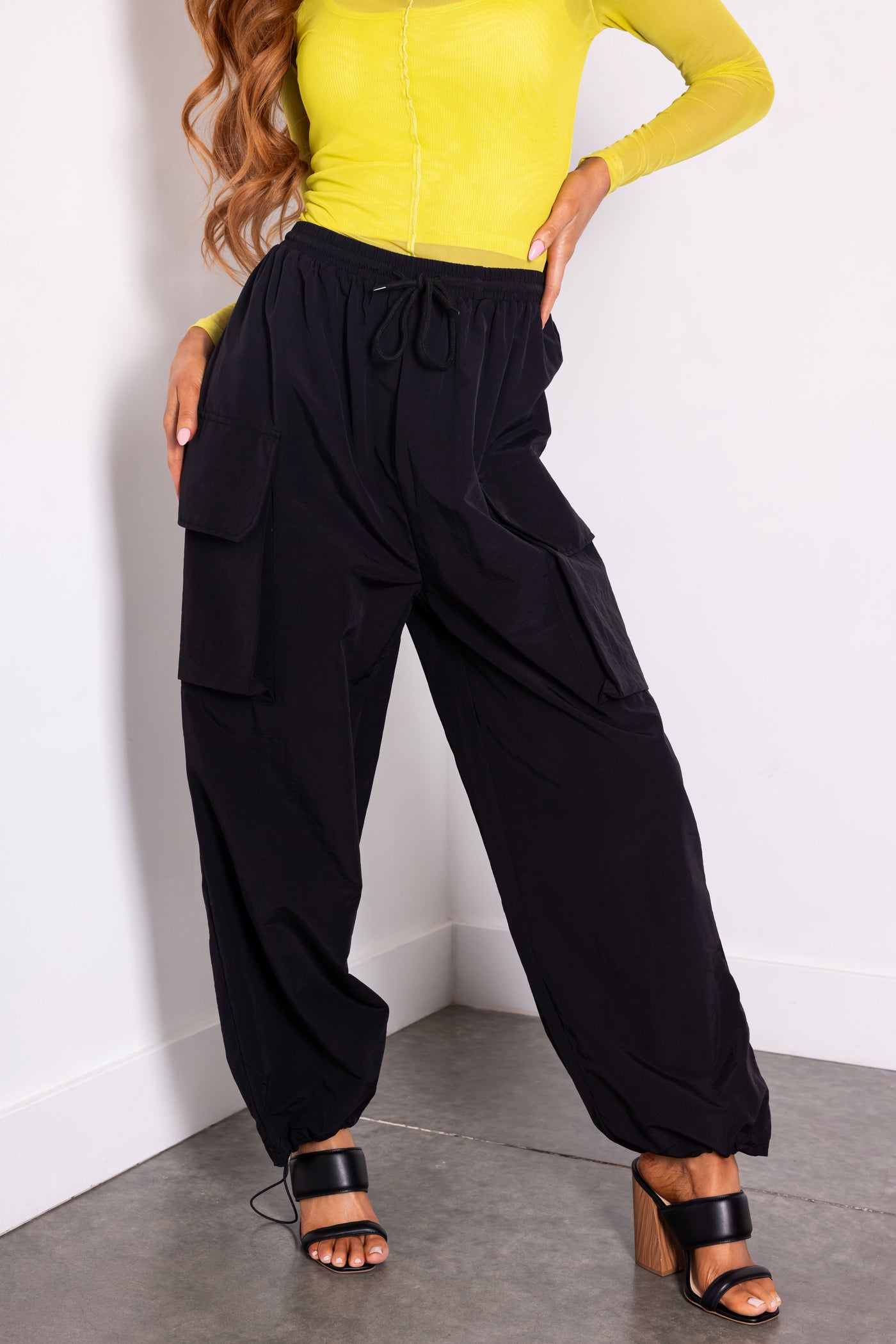 Black Drawstring Cargo Pants