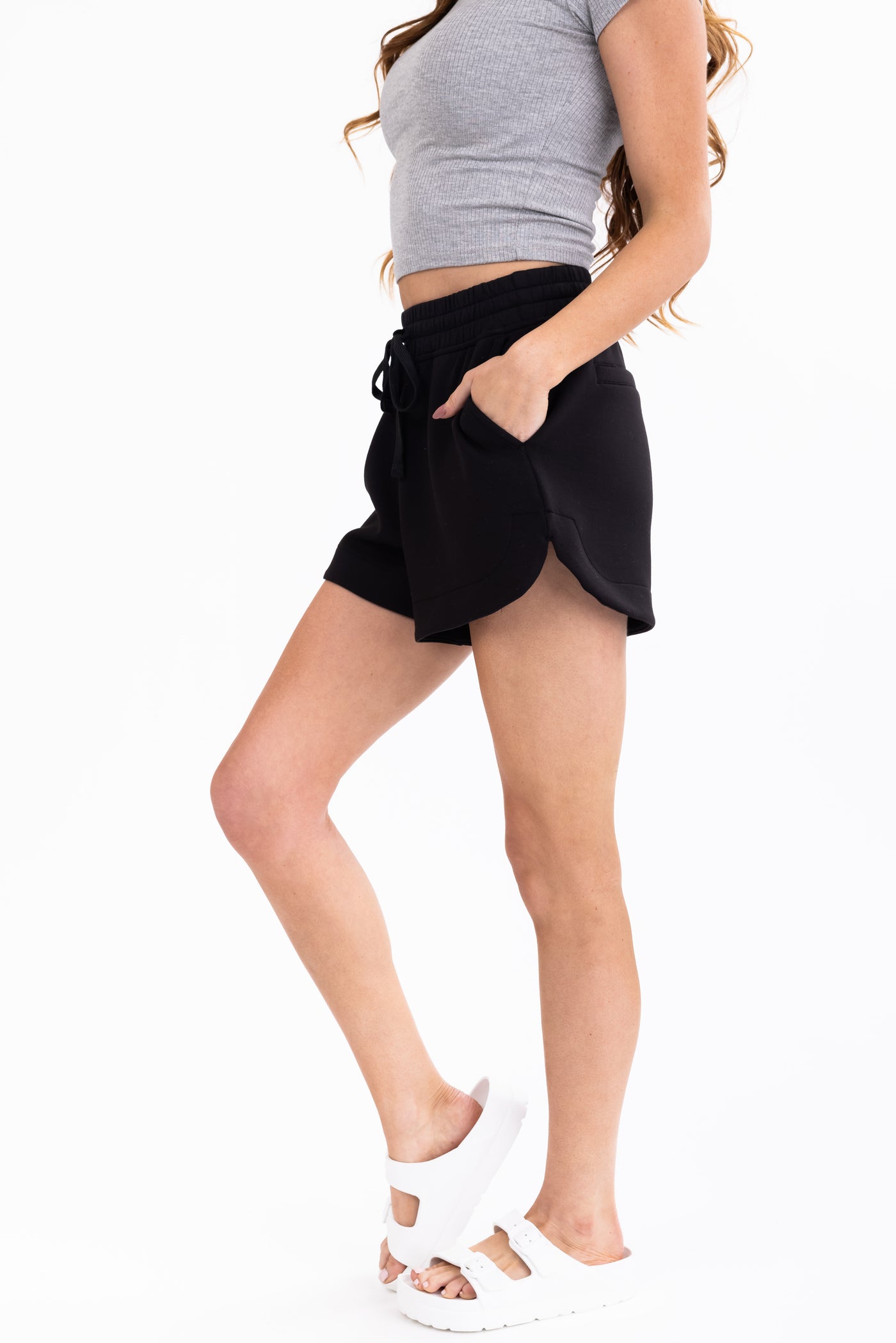 Black Drawstring Knit Shorts