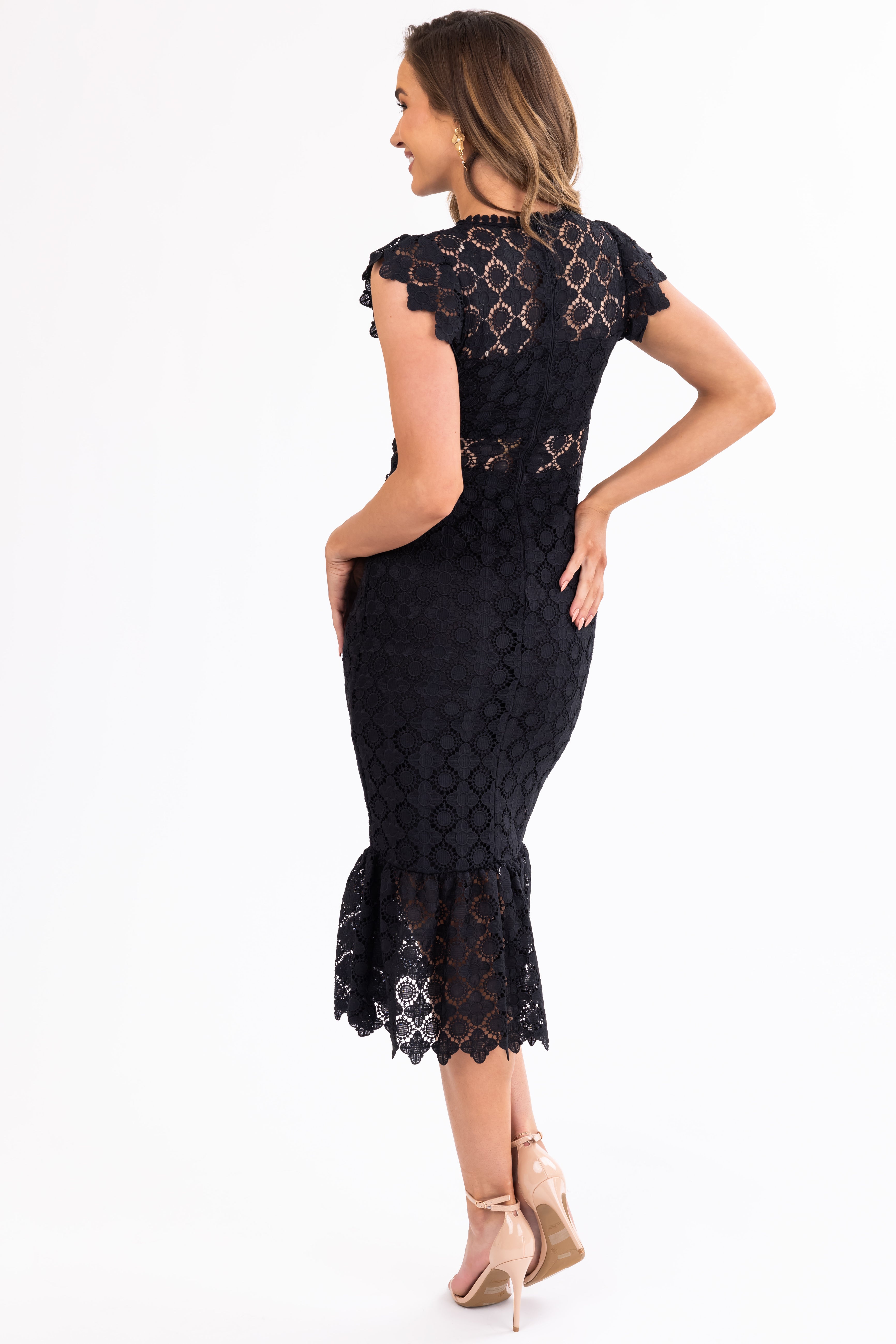Frill hem dress midi hotsell