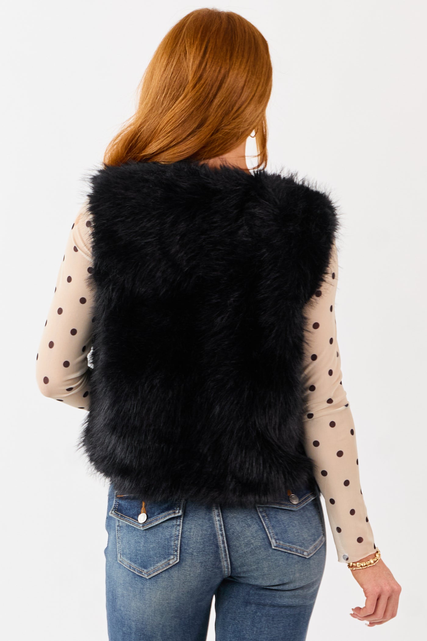 Black Faux Fur Hook and Eye Closure Vest