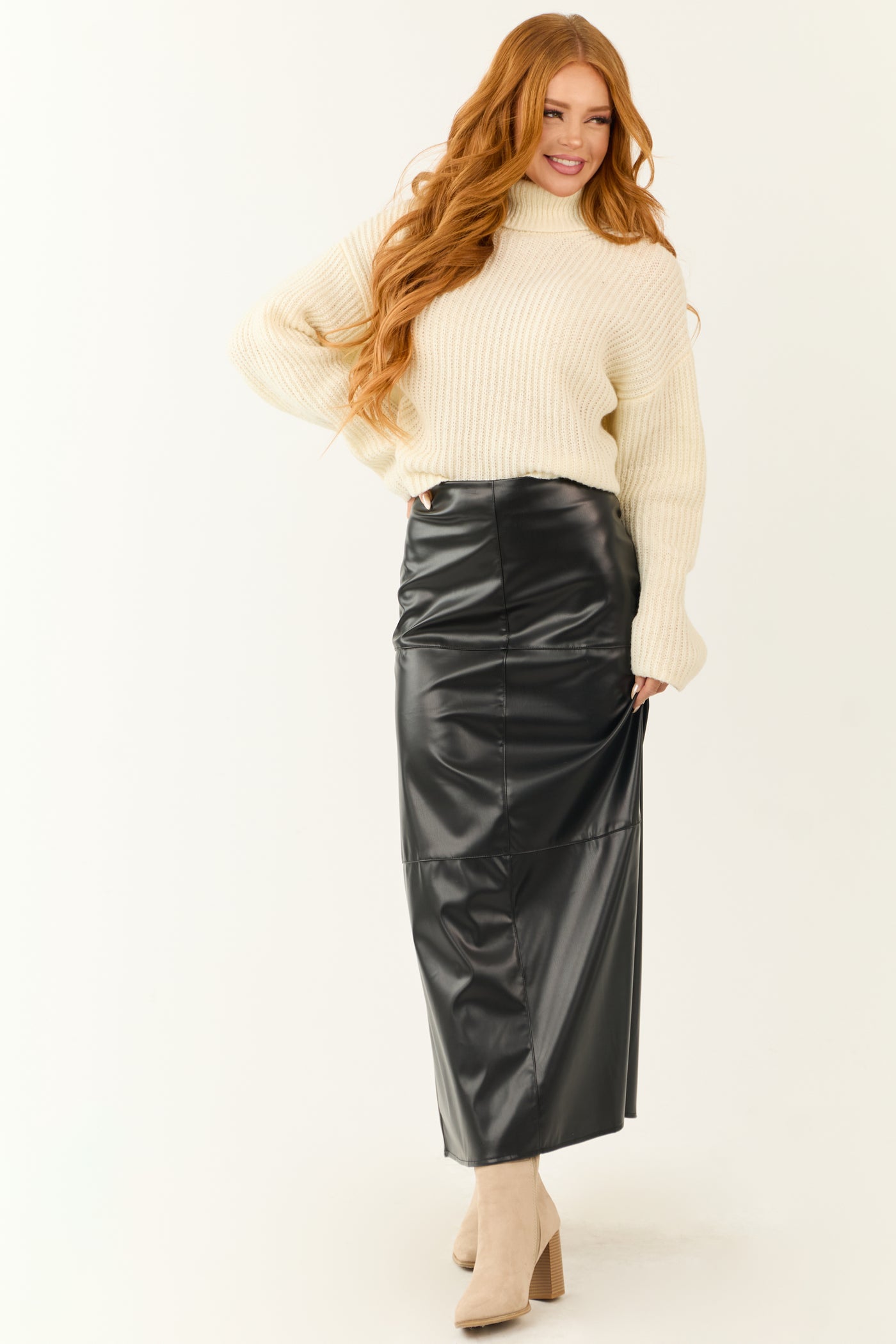 Black Faux Leather Slit Maxi Skirt | Lime Lush Boutique Black Faux Leather Slit Maxi Skirt | Lime Lush Boutique