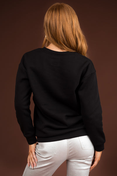Black Halloween Sequin Graphics Pullover
