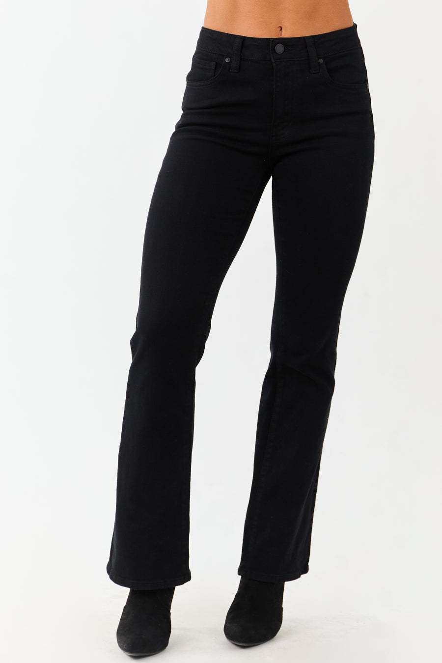 Black High Rise Stretchy Bootcut Jeans