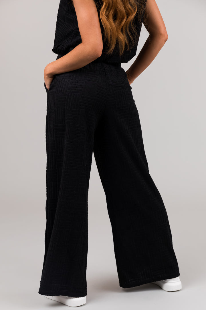 Black High Rise Wide Leg Pants with Pockets
