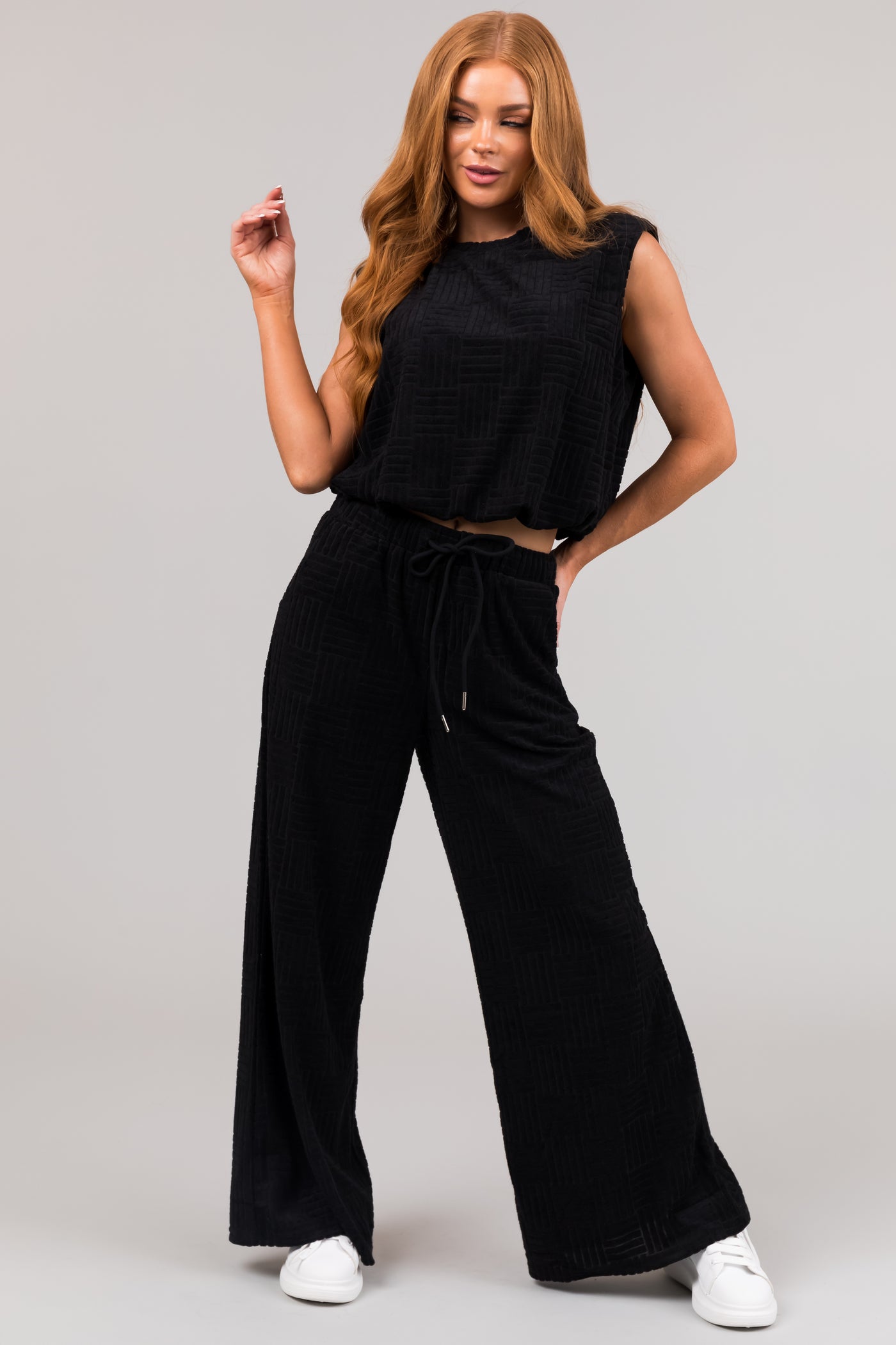 Black High Rise Wide Leg Pants with Pockets
