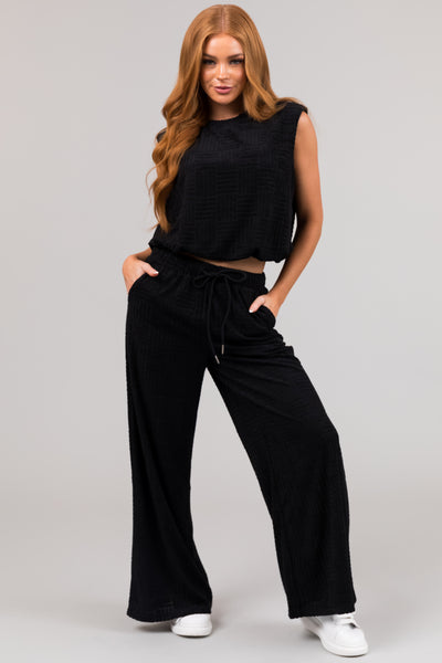 Black High Rise Wide Leg Pants with Pockets