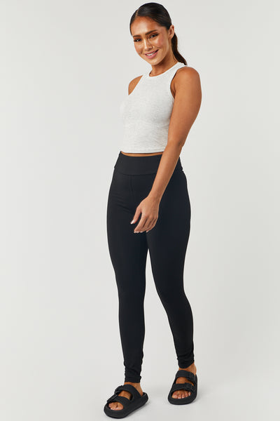 Black High Waist Criss Cross Waist Leggings