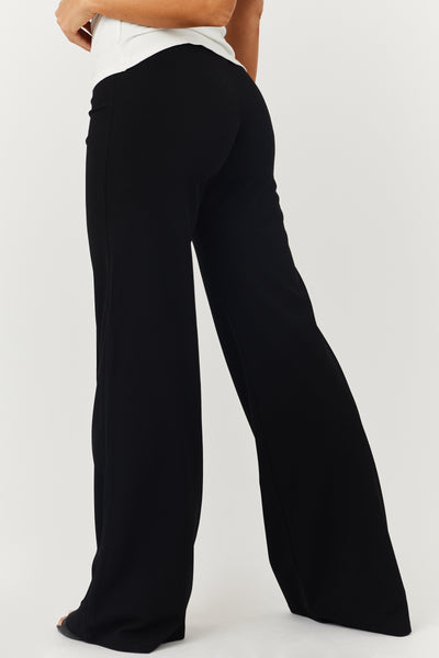 Black High Waist Seam Detail Woven Flare Pants