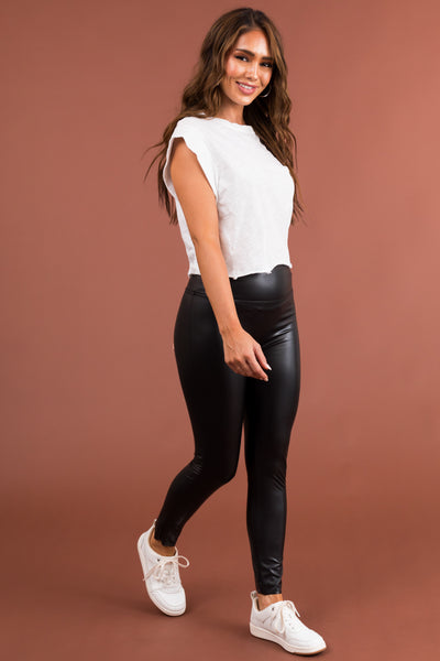 Black High Waisted Faux Leather Leggings